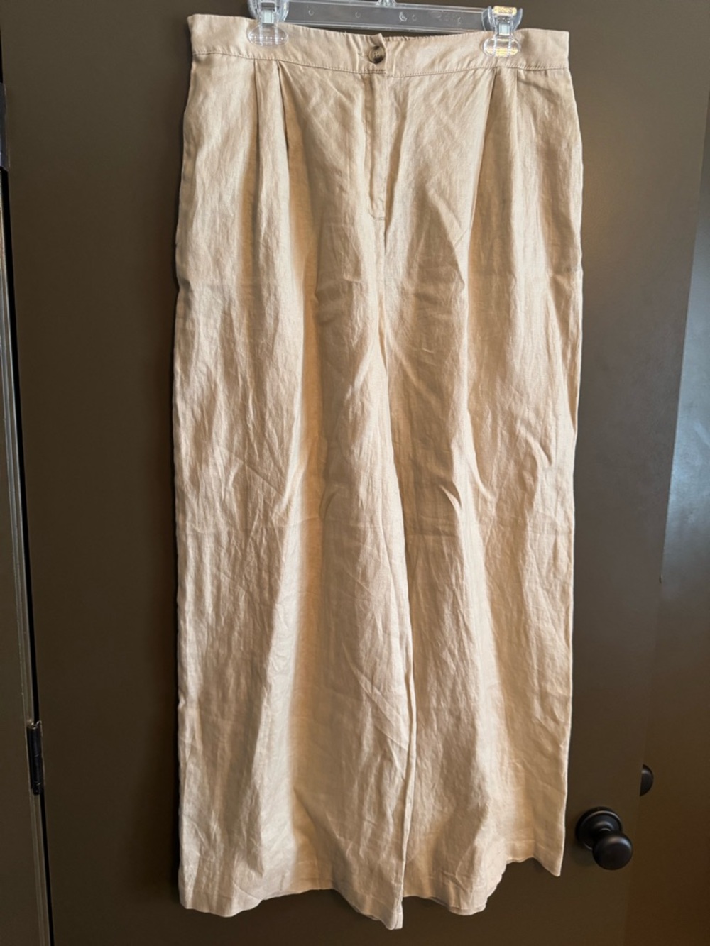 NWT Magaschoni Tan Linen Wide Leg Pants